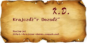 Krajczár Dezső névjegykártya